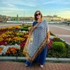Коричневый пуховый палантин