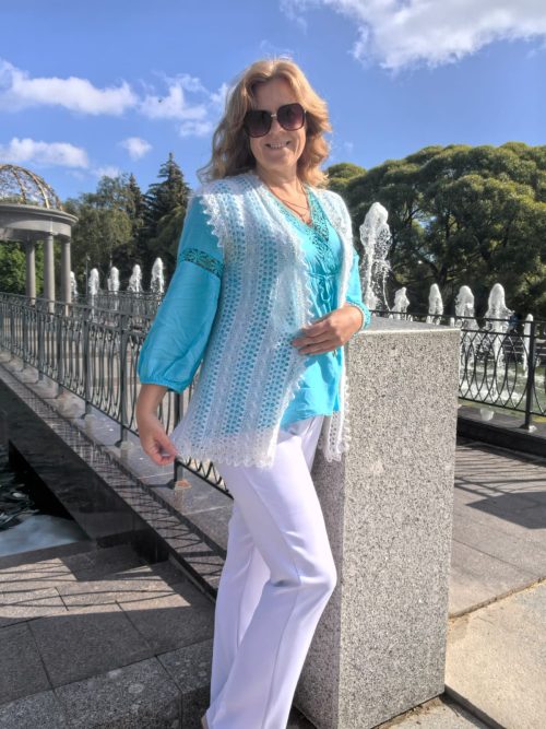 Ажурный пуховый кардиган