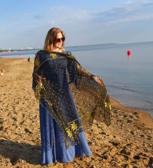 Цветная пуховая паутинка платок