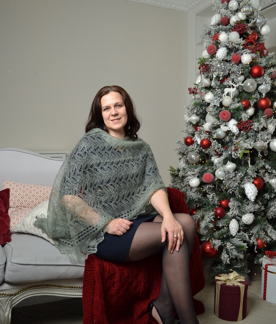 Бирюзовый палантин пуховый